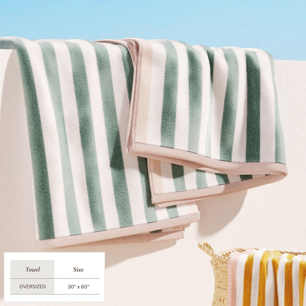 Oversized Striped Border Cabana Beach Towel - Santa Cruz
