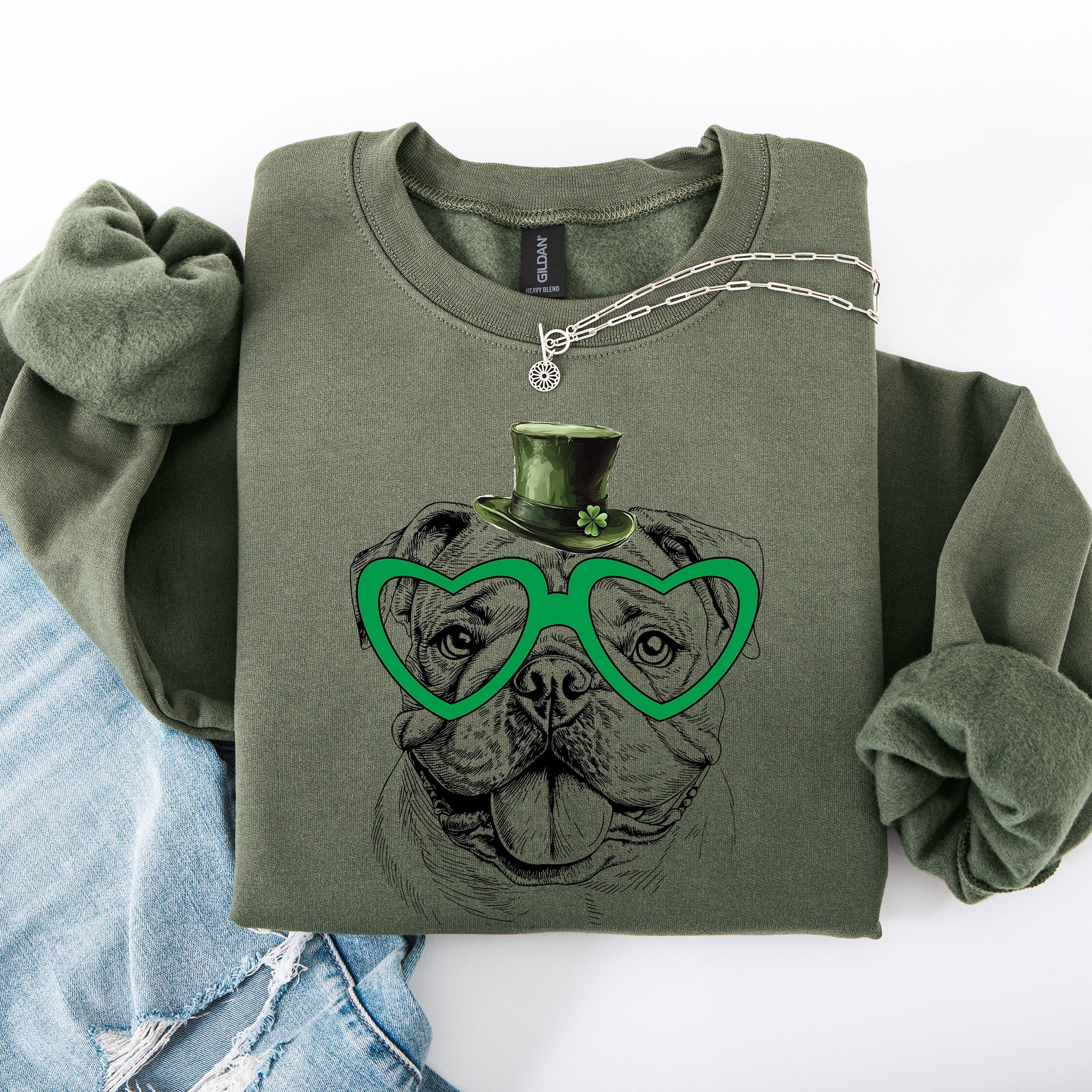 English Bulldog, Adorable Dog, St Patrick's Day, Lucky, Irish Sweatshirt - Che Cose Belle