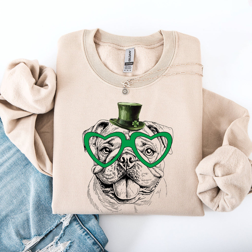 English Bulldog, Adorable Dog, St Patrick's Day, Lucky, Irish Sweatshirt - Che Cose Belle