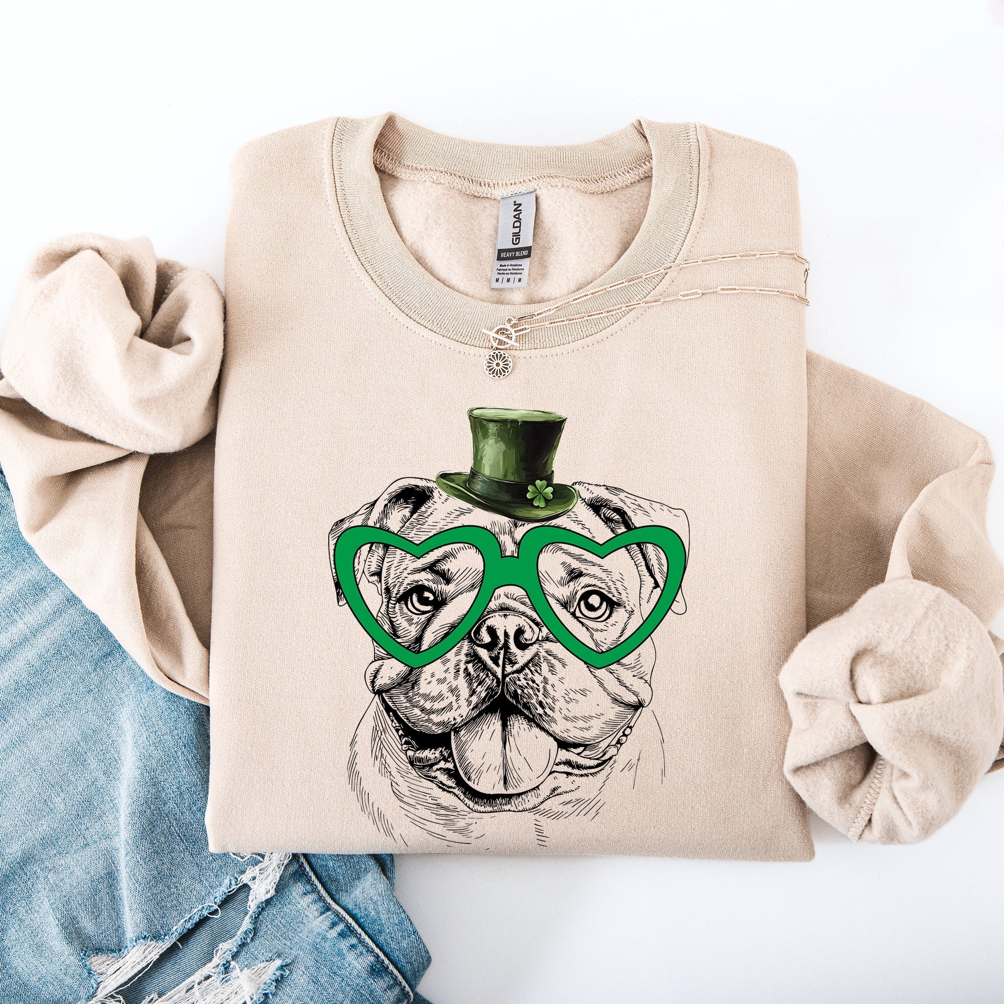 English Bulldog, Adorable Dog, St Patrick's Day, Lucky, Irish Sweatshirt - Che Cose Belle