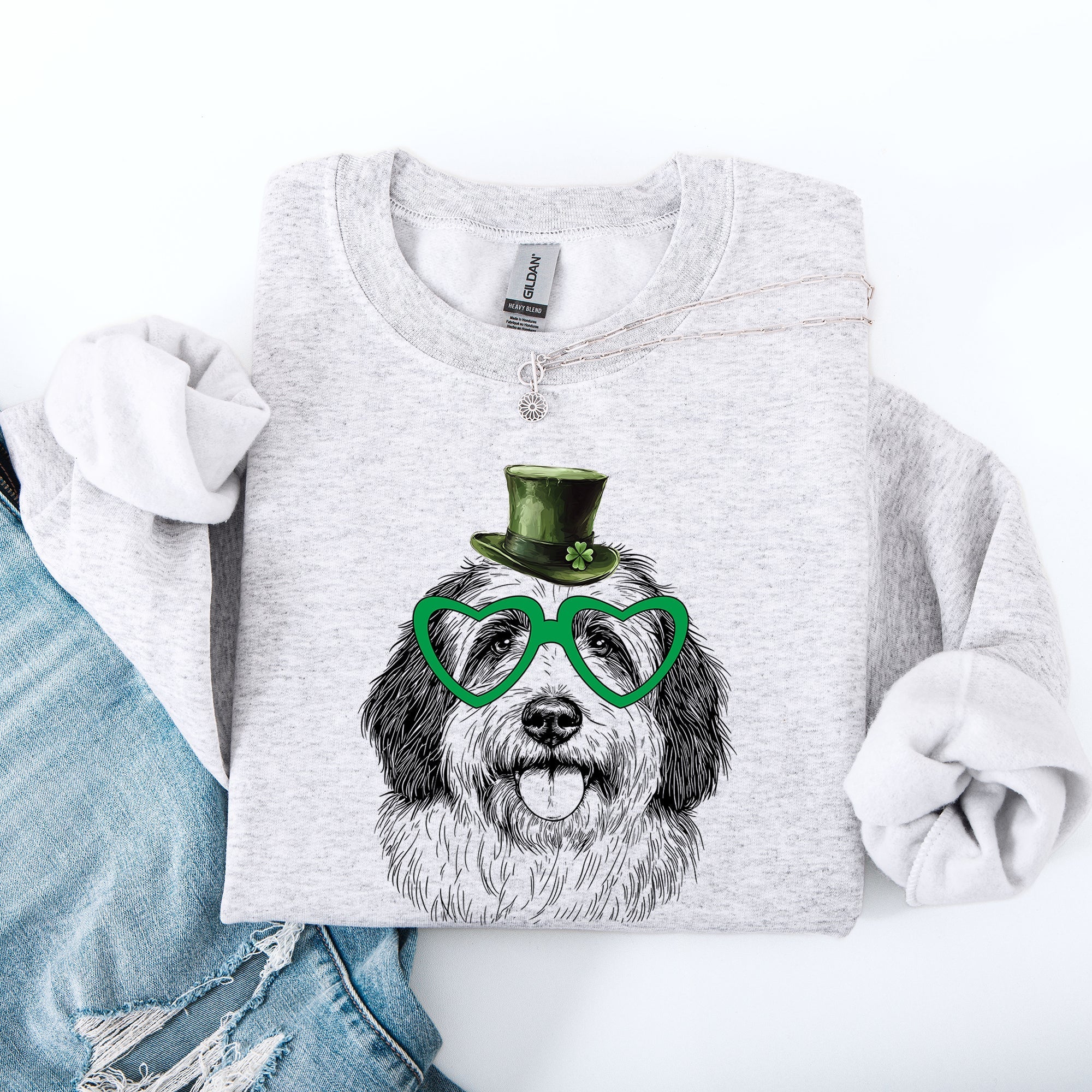 English Sheepdog, Adorable Dog, St Patrick's Day, Lucky, Irish Sweatshirt - Che Cose Belle