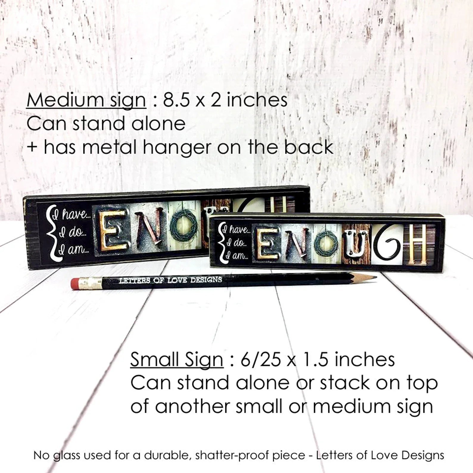 Enough Word Block | 6.5" x 1.5" | Letters of Love Designs - Che Cose Belle