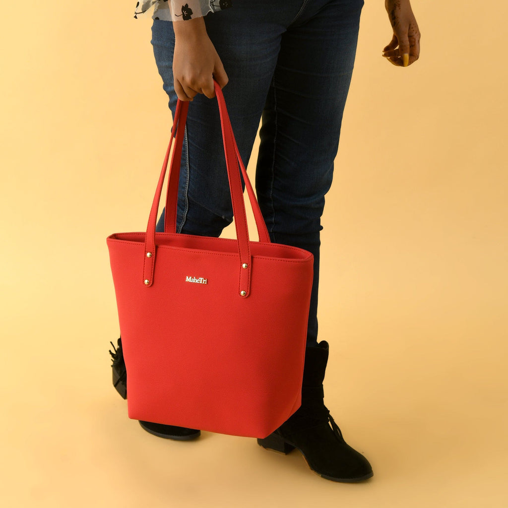 Era Vegan Leather Tote - Coral Red - Che Cose Belle