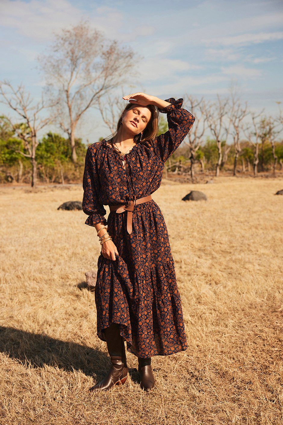 Esme Dress in Navy Batik - Che Cose Belle