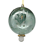 Etched Blown Glass Ball with Crystal Accents - Green - Che Cose Belle