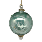 Etched Blown Glass Ball with Crystal Accents - Green - Che Cose Belle