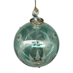 Etched Blown Glass Ball with Crystal Accents - Green - Che Cose Belle