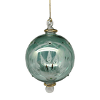 Etched Blown Glass Ball with Crystal Accents - Green - Che Cose Belle