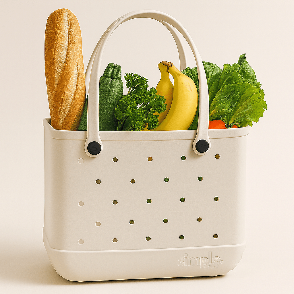 Everyday Extra Large EVA Tote – Natural Stone | Waterproof, Lightweight, Neutral Oversized Bag - Che Cose Belle