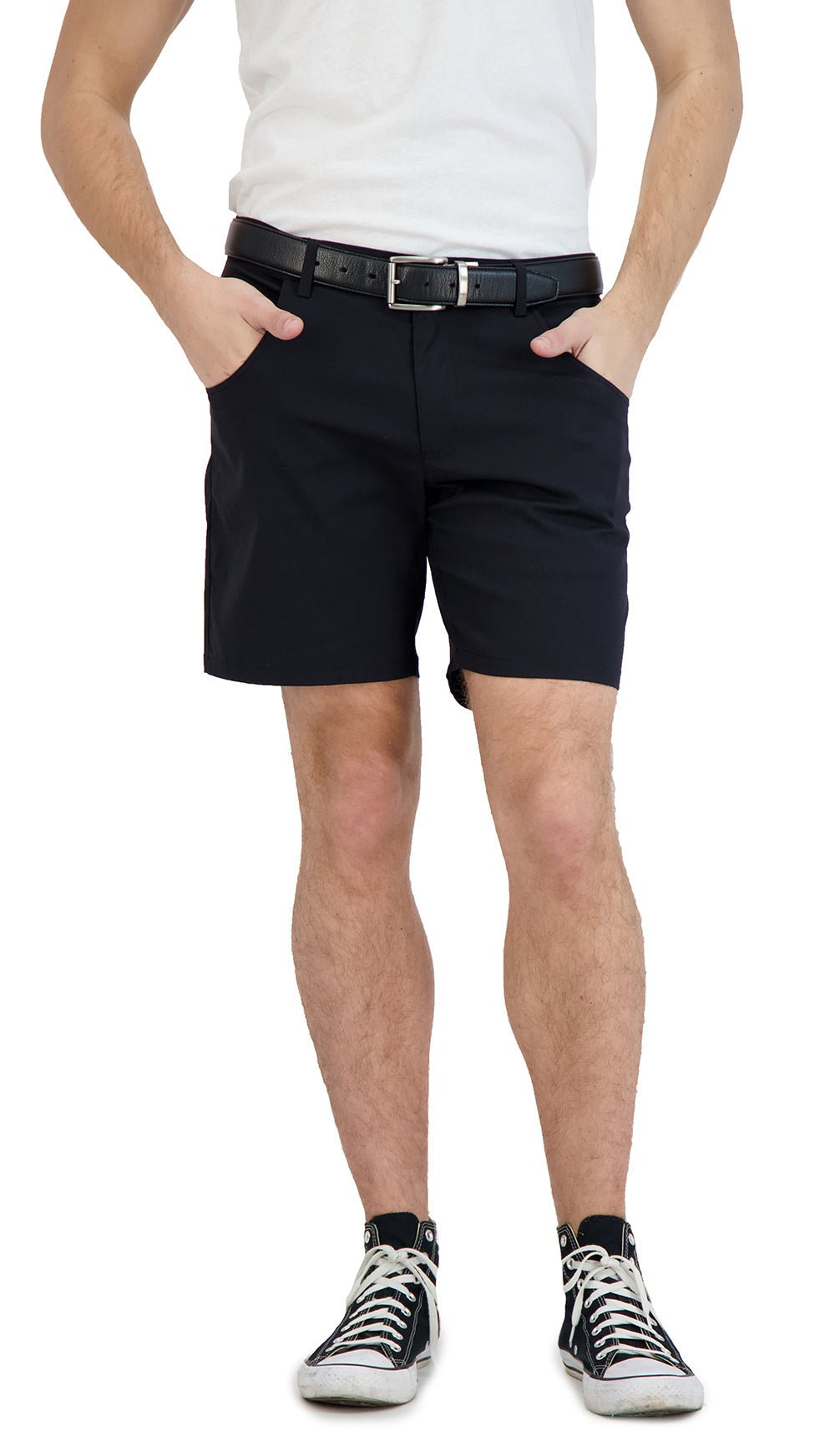 Everyday Stretch Shorts with a Comfortable Built - In Liner - Denim Style - Black - Che Cose Belle