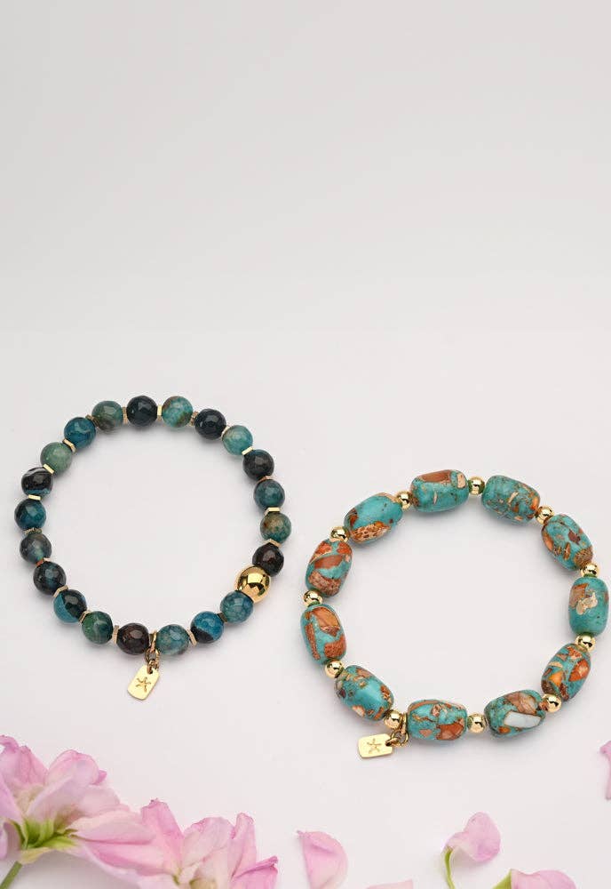 Ewa Beaded Green Agate Bracelet - Che Cose Belle
