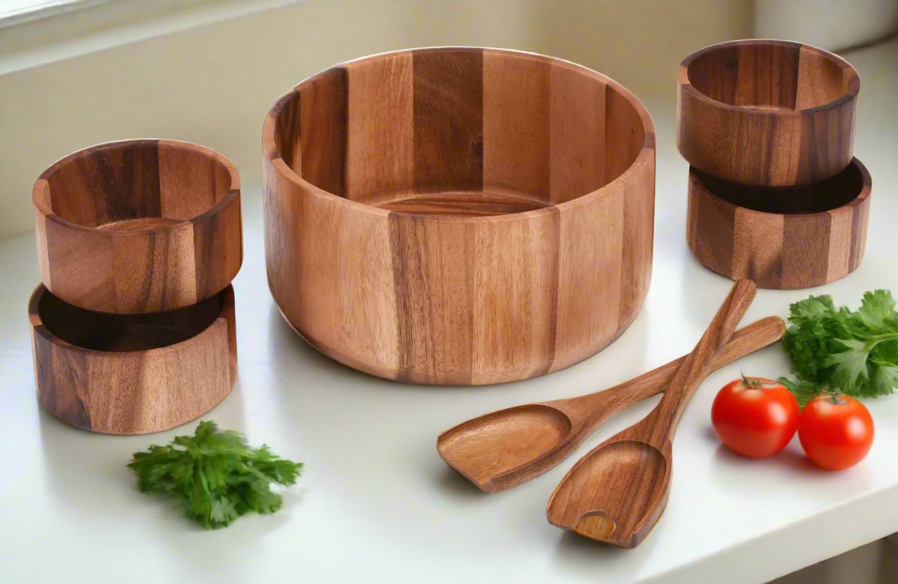 Extra Large Salad Bowl with Servers and 4 Individuals - 327C7 - Che Cose Belle