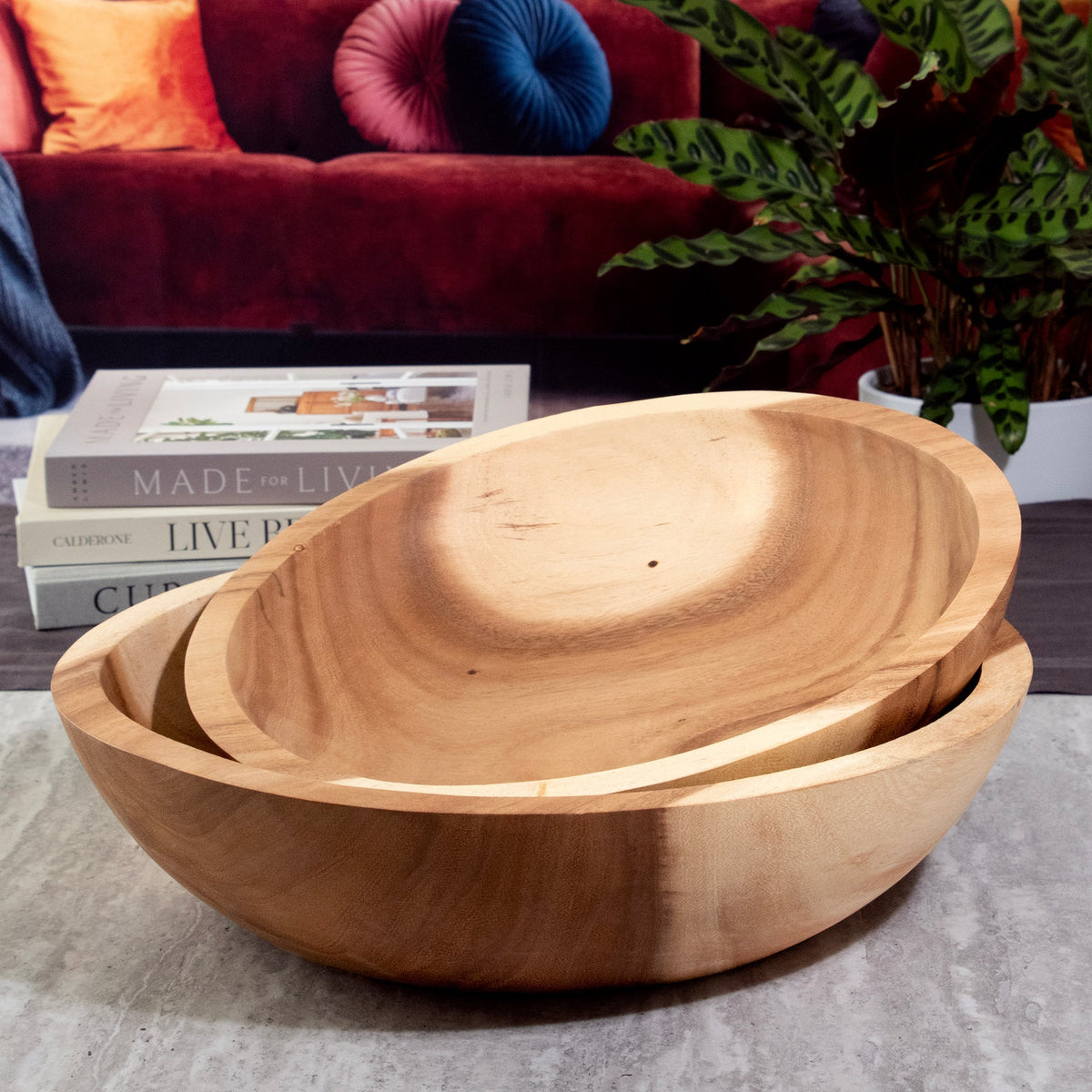 Extra Large Set of 2 Round Teak Bowls - Che Cose Belle
