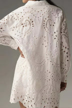 Eyelet Embroidery Long Sleeve Shirt - Che Cose Belle