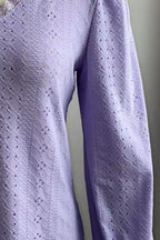 Eyelet V - Neck Flounce Sleeve Blouse - Che Cose Belle