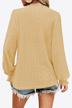 Eyelet V - Neck Flounce Sleeve Blouse - Che Cose Belle