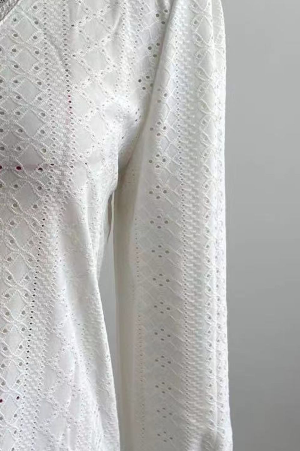 Eyelet V - Neck Flounce Sleeve Blouse - Che Cose Belle