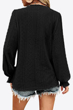 Eyelet V - Neck Flounce Sleeve Blouse - Che Cose Belle