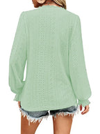 Eyelet V - Neck Flounce Sleeve Blouse - Che Cose Belle