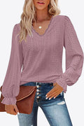 Eyelet V - Neck Flounce Sleeve Blouse - Che Cose Belle