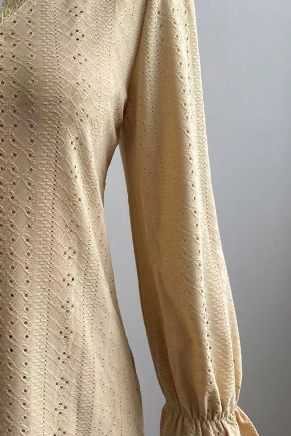 Eyelet V - Neck Flounce Sleeve Blouse - Che Cose Belle