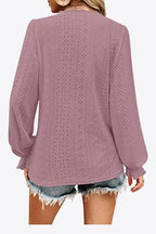 Eyelet V - Neck Flounce Sleeve Blouse - Che Cose Belle