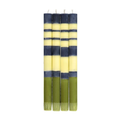 S/4 Striped Indigo, Jasmine & Olive Dinner Candles