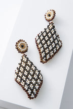 Beaded Gingham Earrings