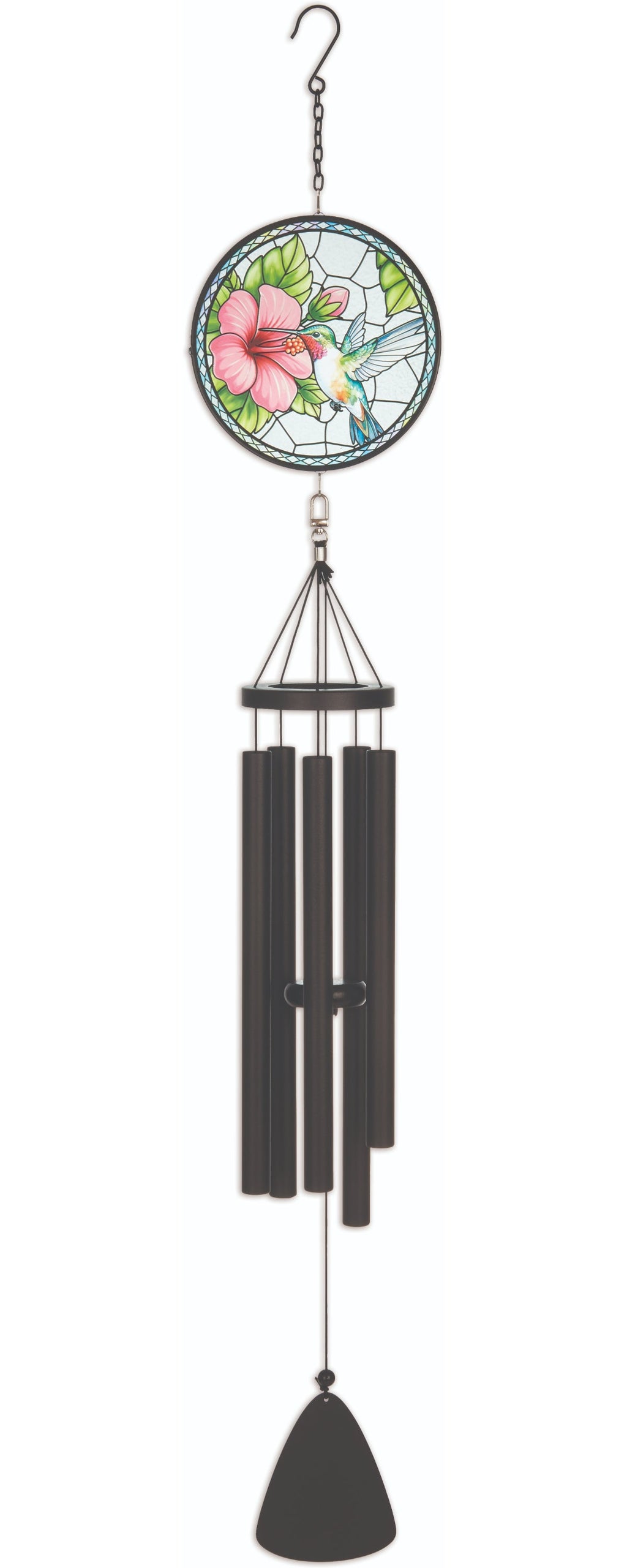 Hummingbird Stain Glass Wind Chime - 40 inch