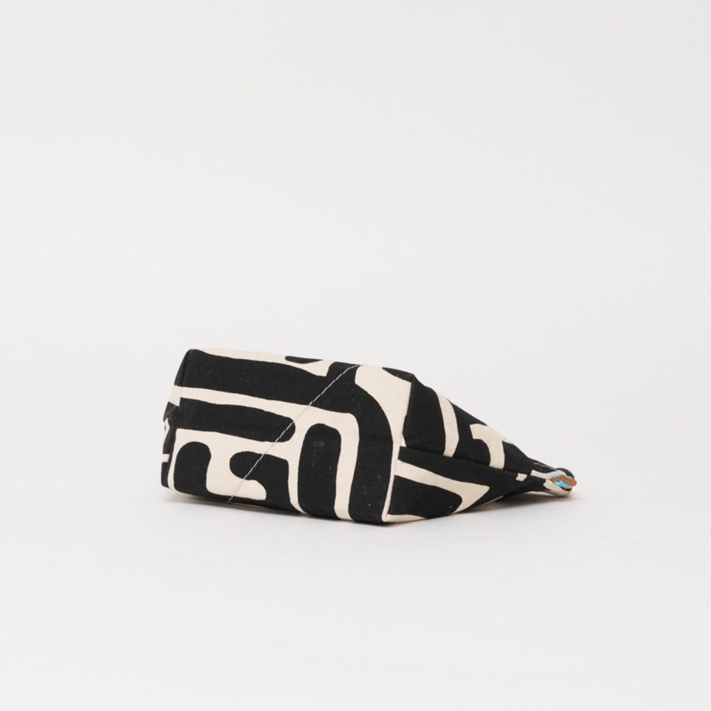 XLarge Convertible Pouch - Black Kuba with Beaded Red Heart with Medium Leather Strap