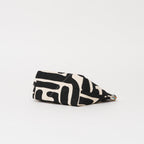 XLarge Convertible Pouch - Black Kuba with Beaded Red Heart with Medium Leather Strap