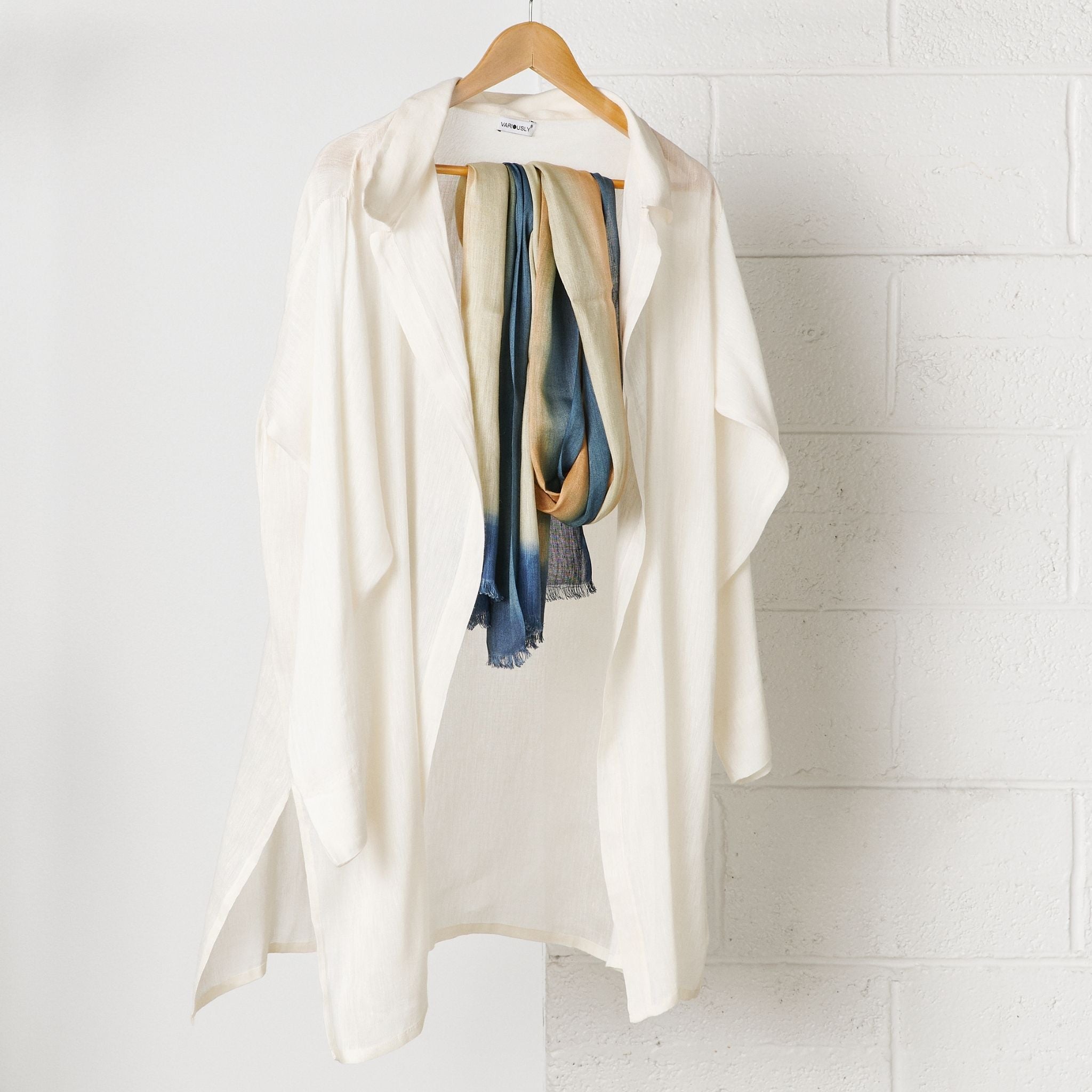 Oceana Beige Soft Linen Silk Handloom Scarf