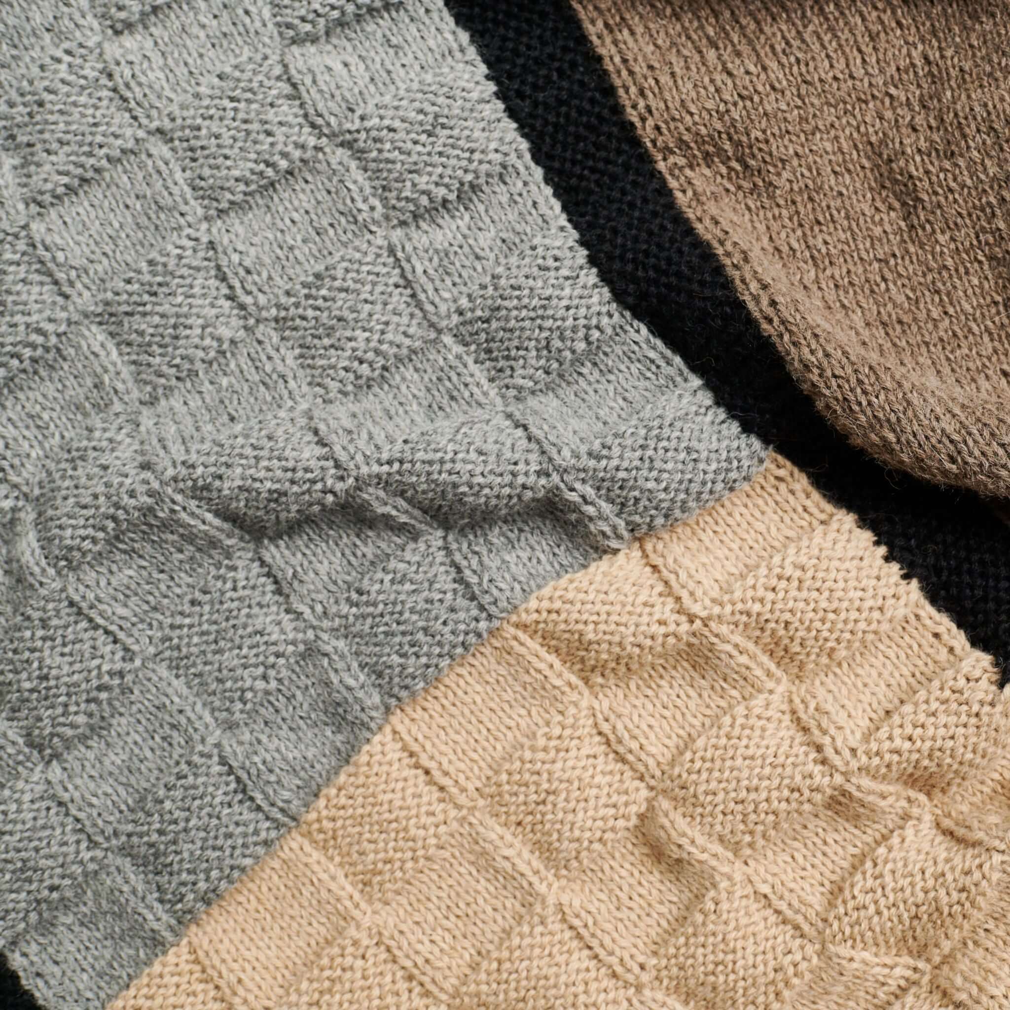 Plush Muhu Brown Gray Hand Knitted Alpaca Blanket Shawl
