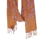 Handmade Batik Scarf, 100% Soft Cotton, Dusky Fern, Pink, Yellow, Peach