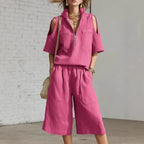Short-Sleeve Shirt & Loose Shorts Two-Piece Set
