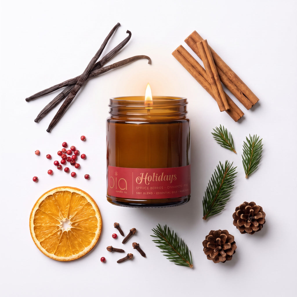Holidays Christmas Soy Blend Candle — Orange Peel, Cinnamon & Vanilla