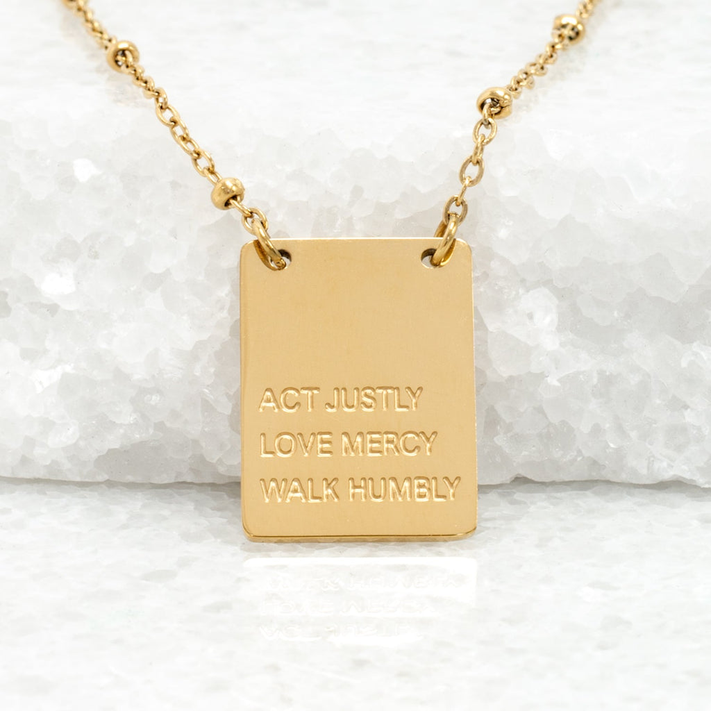 Act Justly Necklace in Gold