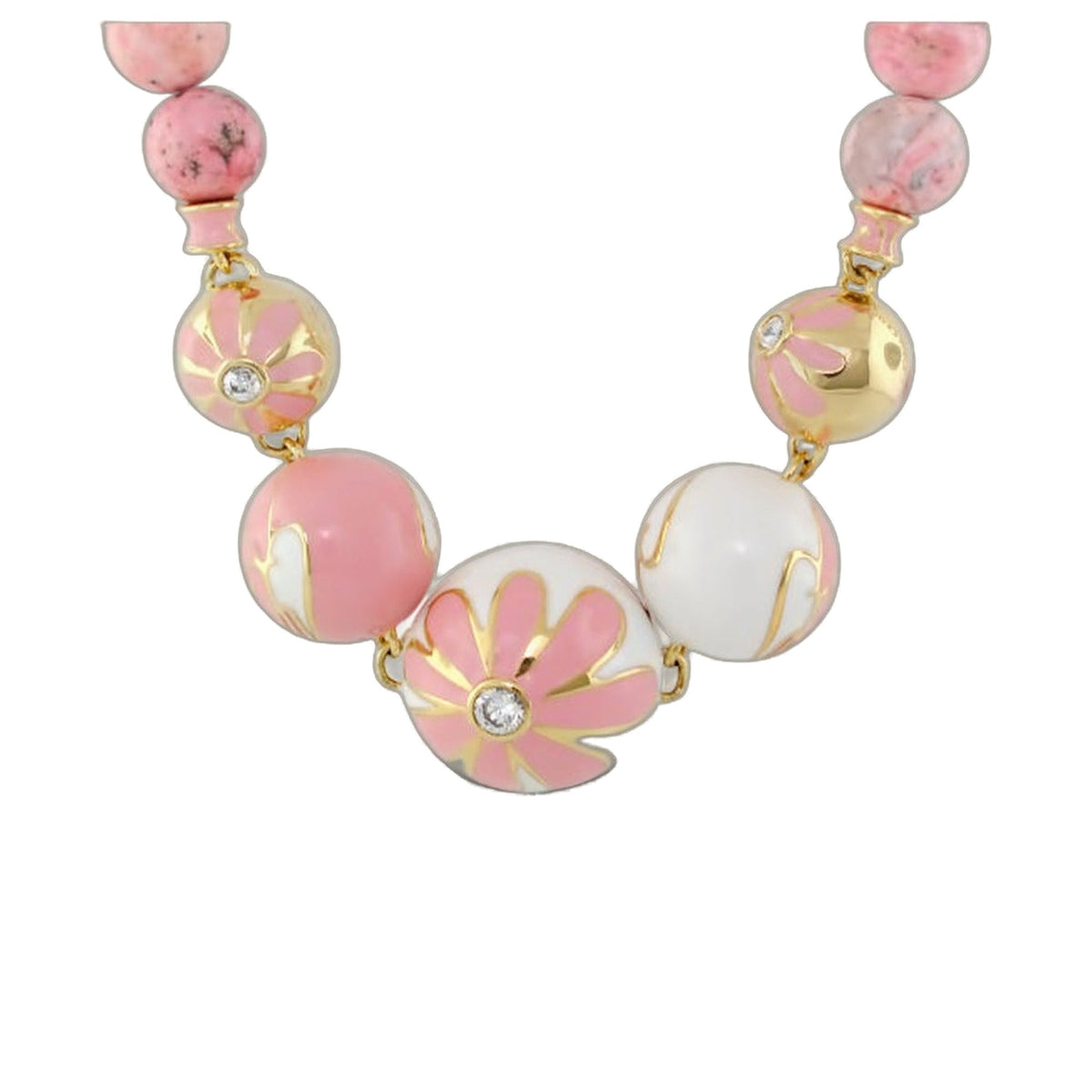 Fab Pink Flower Enamel Necklace - Che Cose Belle