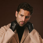Fabio (black) - Men's classic Italian lambskin leather gloves with pure silk lining - Che Cose Belle
