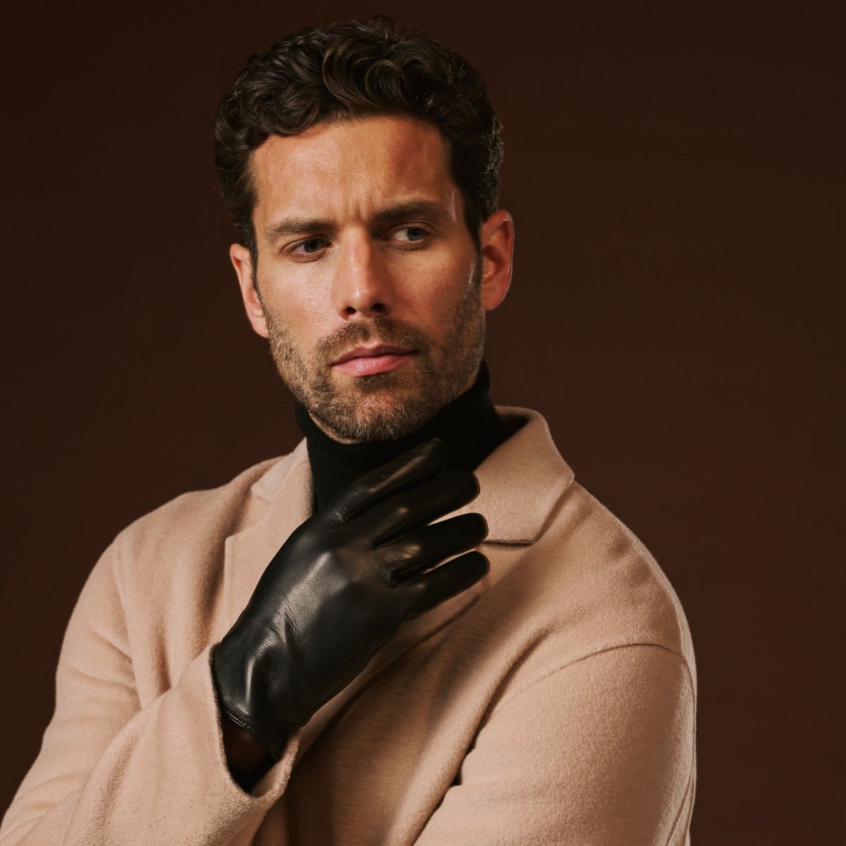 Fabio (black) - Men's classic Italian lambskin leather gloves with pure silk lining - Che Cose Belle