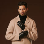 Fabio (black) - Men's classic Italian lambskin leather gloves with pure silk lining - Che Cose Belle