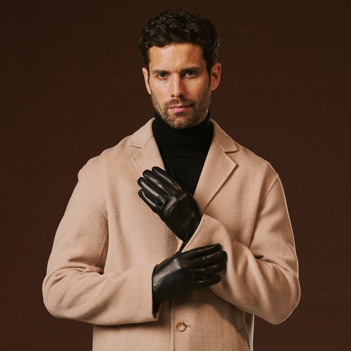 Fabio (black) - Men's classic Italian lambskin leather gloves with pure silk lining - Che Cose Belle