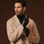 Fabio (black) - Men's classic Italian lambskin leather gloves with pure silk lining - Che Cose Belle