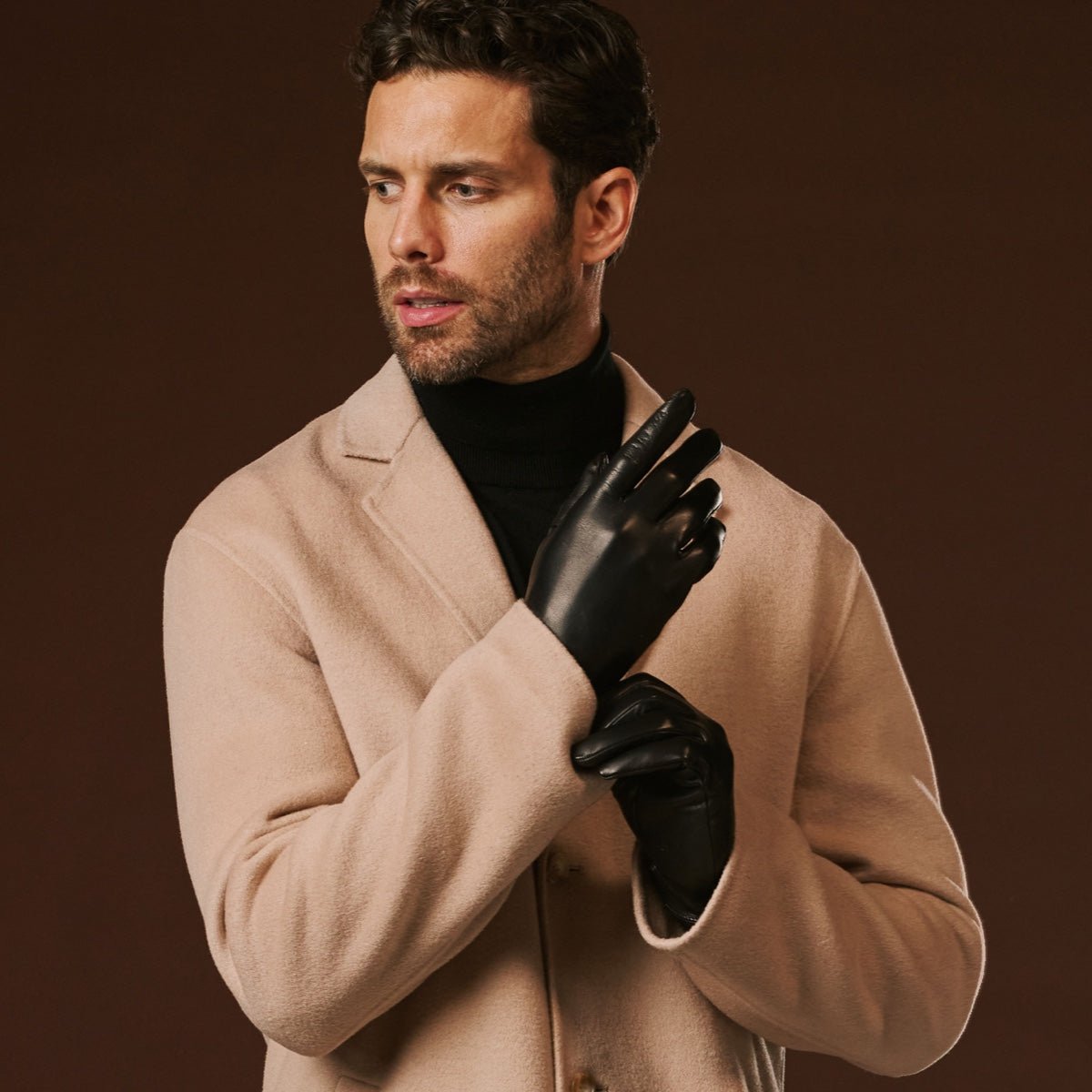 Fabio (black) - Men's classic Italian lambskin leather gloves with pure silk lining - Che Cose Belle