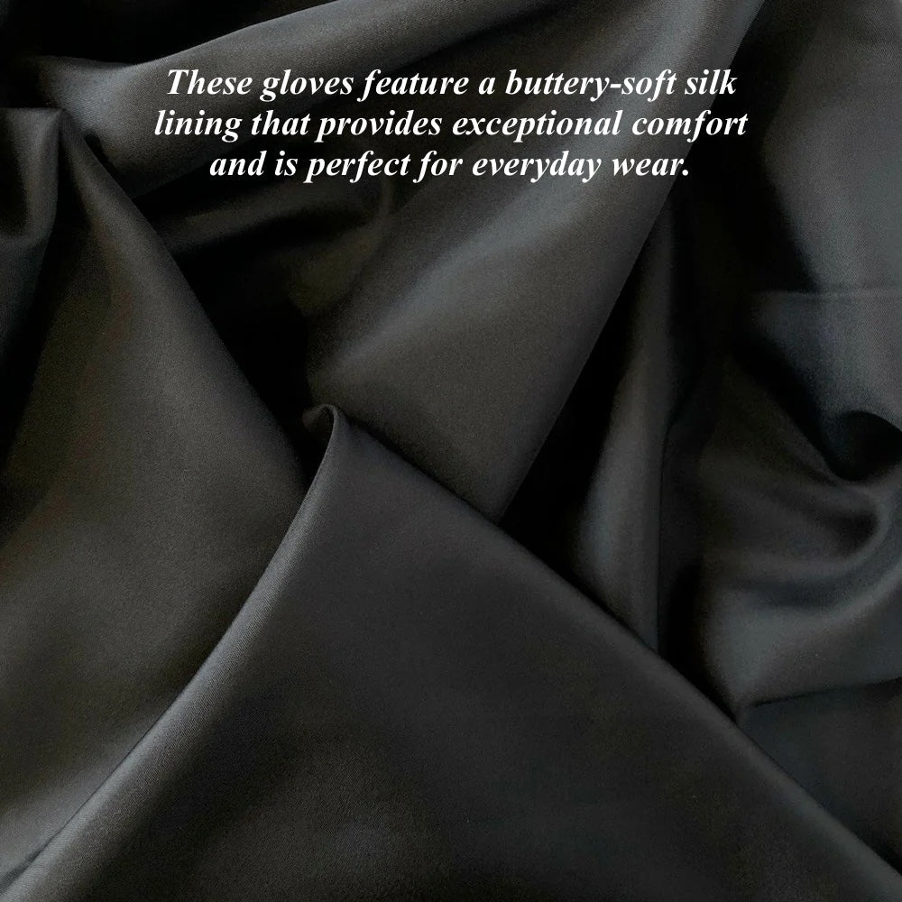 Fabio (black) - Men's classic Italian lambskin leather gloves with pure silk lining - Che Cose Belle