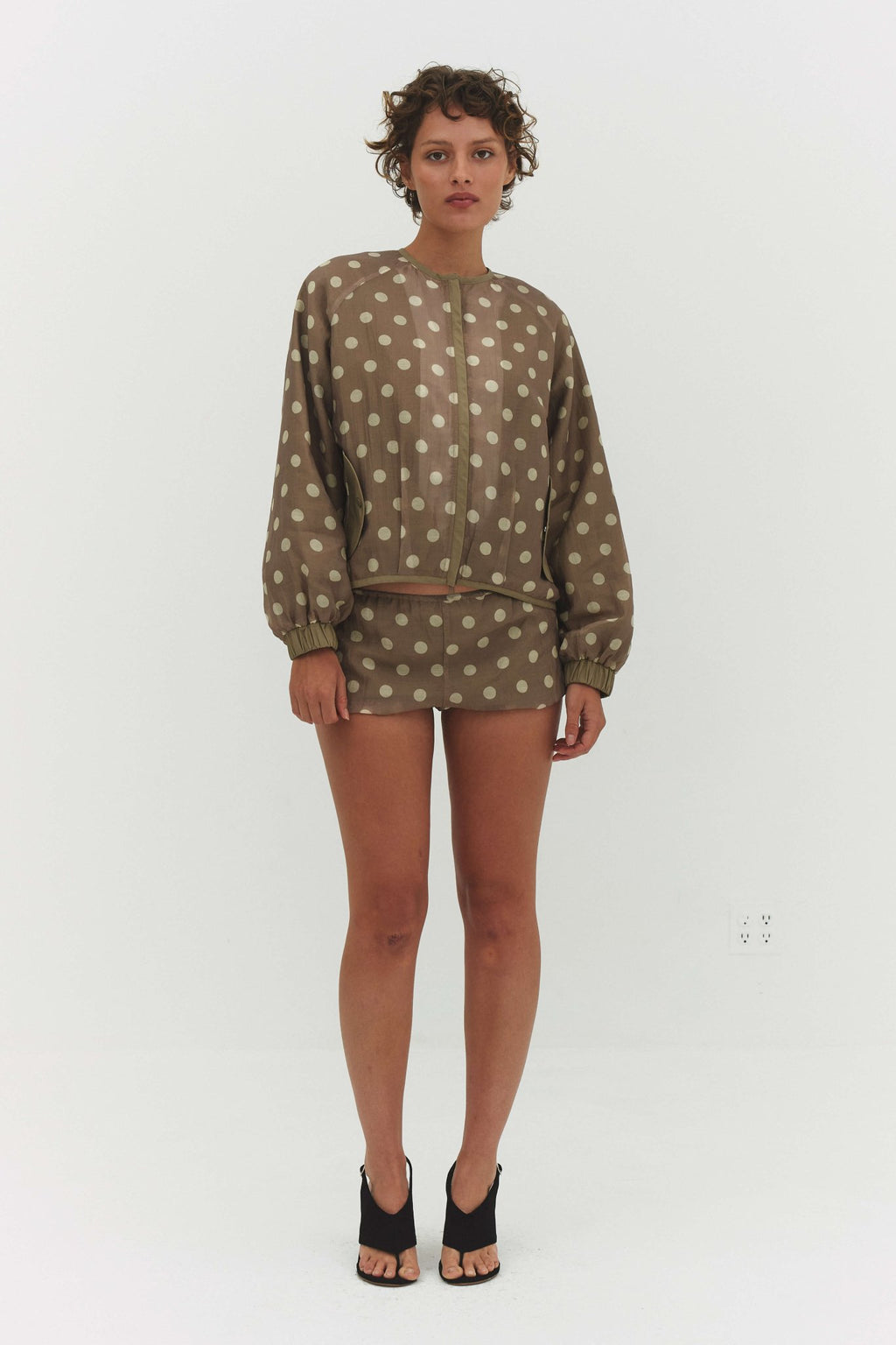 FABIO VOILE JACKET IN CREAM AND MOCHA - Che Cose Belle