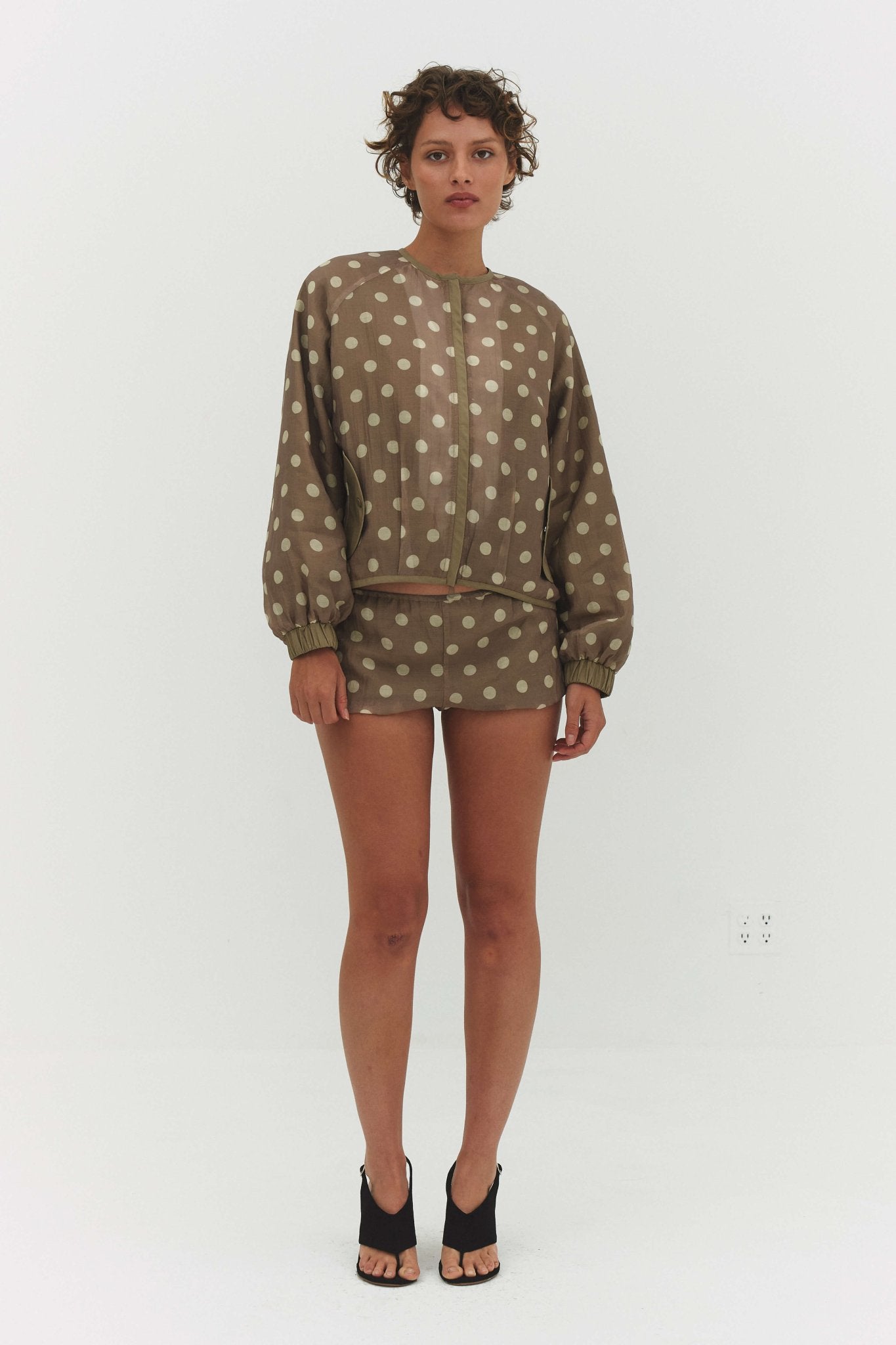 FABIO VOILE JACKET IN CREAM AND MOCHA - Che Cose Belle