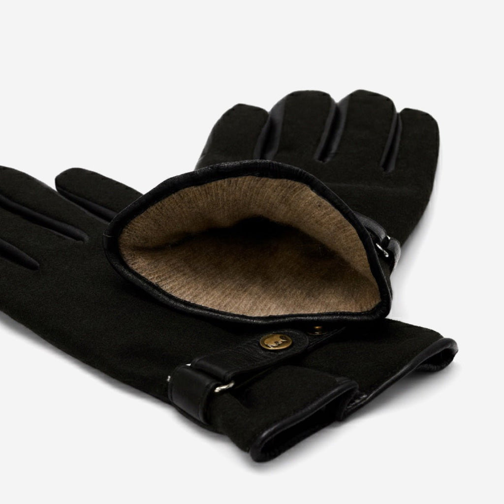Fabrizio (black) – Tweed men's gloves with touchscreen capability and adjustable snap button - Che Cose Belle