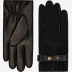 Fabrizio (black) – Tweed men's gloves with touchscreen capability and adjustable snap button - Che Cose Belle