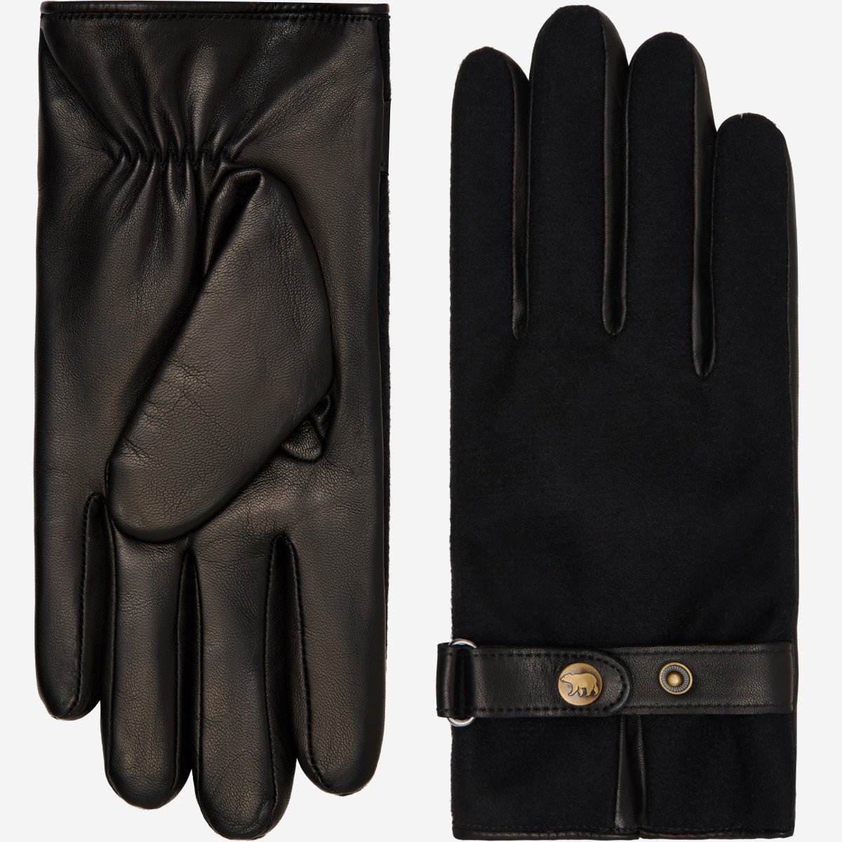 Fabrizio (black) – Tweed men's gloves with touchscreen capability and adjustable snap button - Che Cose Belle